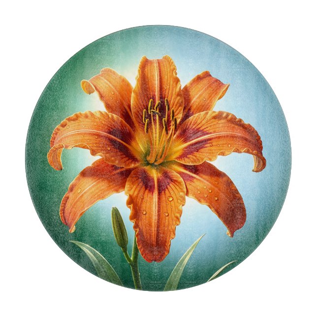 Planche À Découper Fleur de lys orange vibrant en fleurs (Devant)