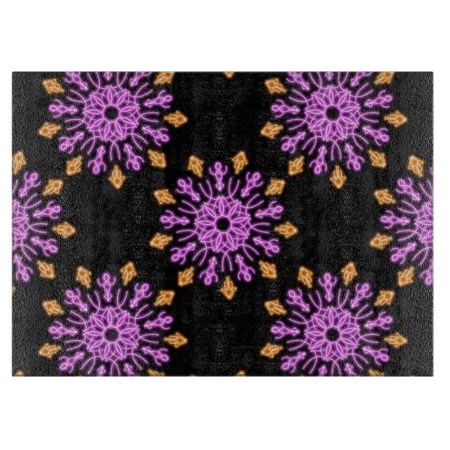 Planche À Découper Fleur de néon rose et orange (Devant)
