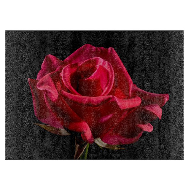 Planche À Découper Fleur de rose rouge florale en fleurs (Devant)