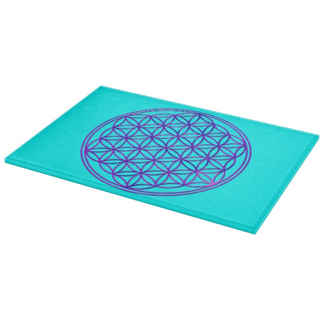 Planche À Découper Fleur de vie / Blume des Lebens - bleu rose (Coin)