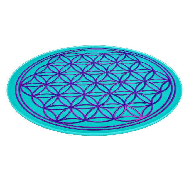Planche À Découper Fleur de vie / Blume des Lebens - bleu rose (Coin)