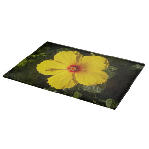 Planche À Découper Fleur d'Hibiscus jaune