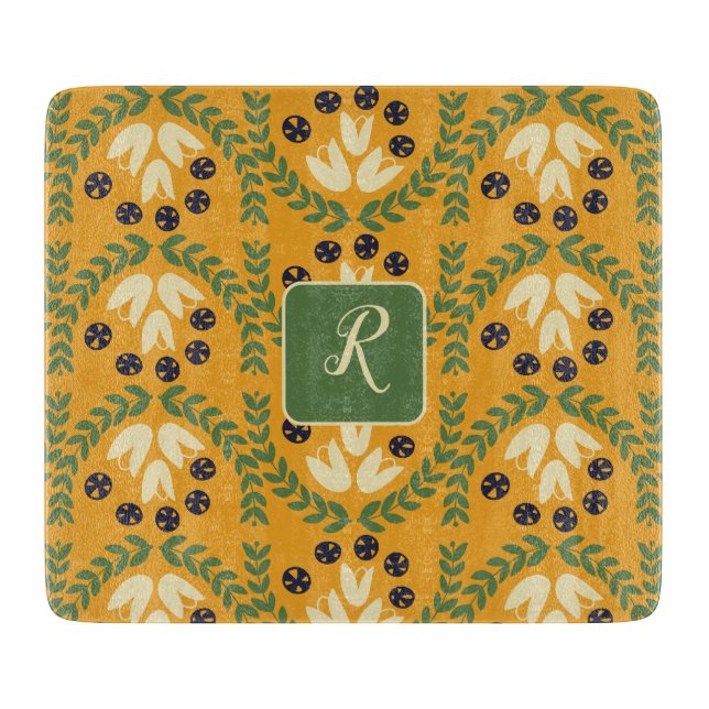 Planche à découper fleur et feuille rétro (Devant)