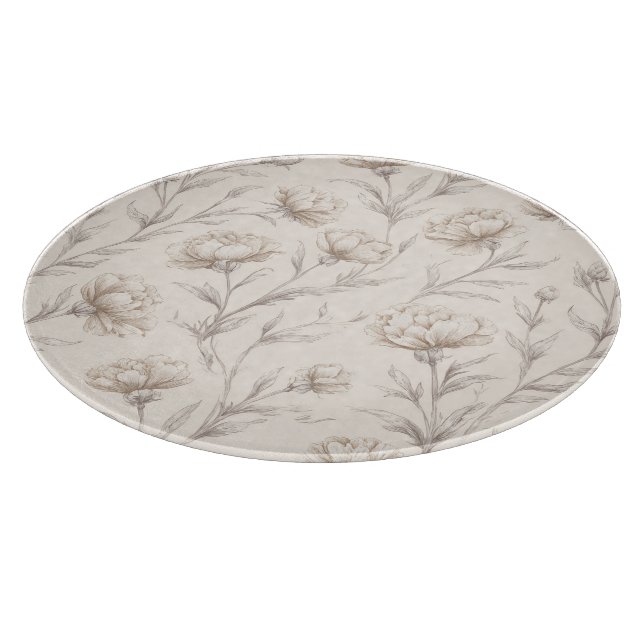 Planche À Découper Fleur Florale Crème Marron Cacao (Coin)