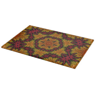 Planche À Découper Fleur fractale dans les teintes d'automne