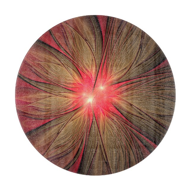 Planche À Découper Fleur fractale de fansy rouge (Devant)