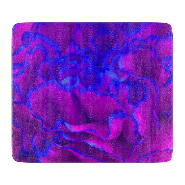 Planche À Découper Fleur gras Fuschia rose et bleu oeillet (Devant)