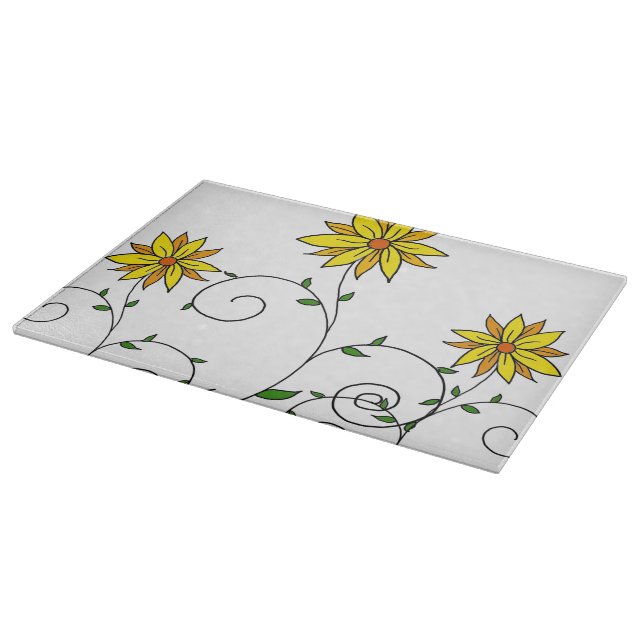 Planche À Découper Fleur Jaune Fantaisiste Art Doodle (Coin)