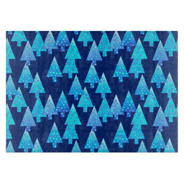 Planche À Découper Fleur moderne arbres de Noël - bleu cobalt (Devant)