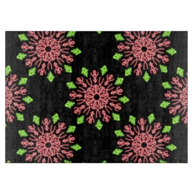 Planche À Découper Fleur néon rouge et verte (Devant)