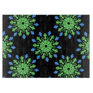 Planche À Découper Fleur néon verte et bleue