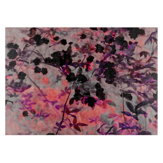 Planche À Découper Fleur noire rouge motif graphisme (Devant)