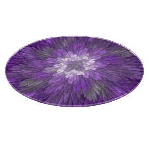 Planche À Découper Fleur psychédélique violette Abstraite Fractal Art