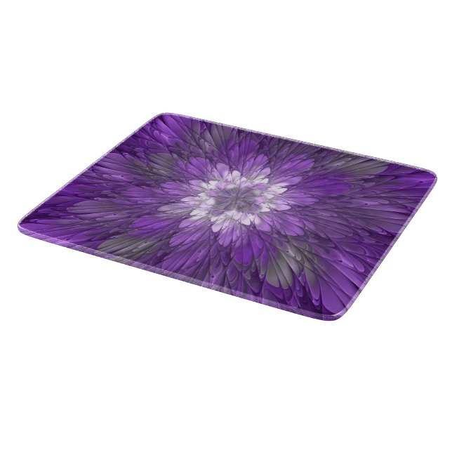 Planche À Découper Fleur psychédélique violette Abstraite Fractal Art (Coin)