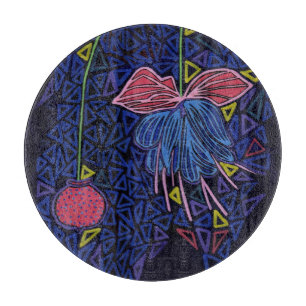 Planche À Découper Fleur rose et bleue