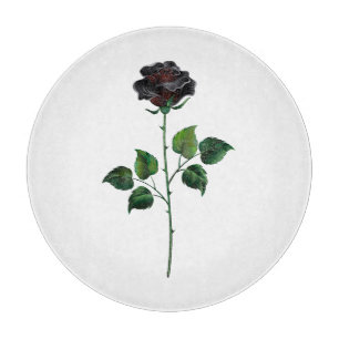 Planche À Découper Fleur rose noire