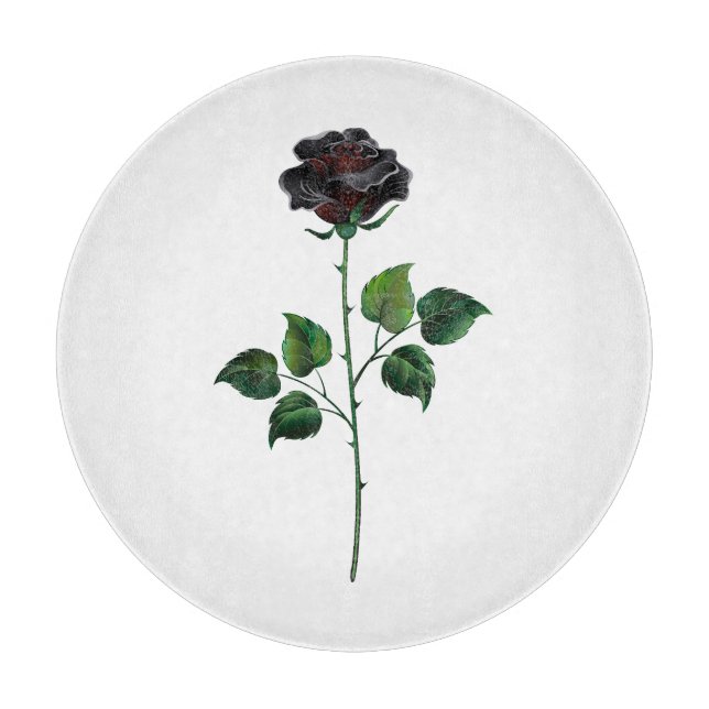 Planche À Découper Fleur rose noire (Devant)