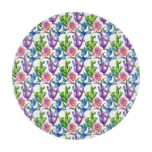 Planche À Découper Fleur sauvage d'aquarelle Cactus Motif (Devant)