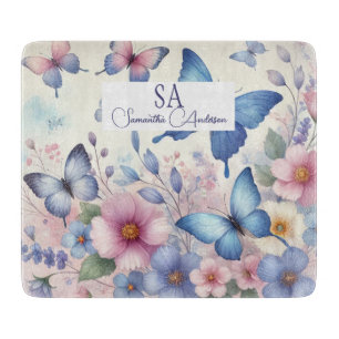 Planche À Découper Fleur sauvage personnalisé avec monogramme et nom