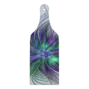 Planche À Découper Fleur vert violet Art Abstrait moderne Fractal