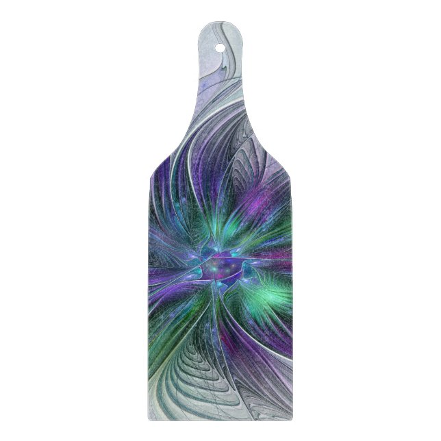 Planche À Découper Fleur vert violet Art Abstrait moderne Fractal (Devant)