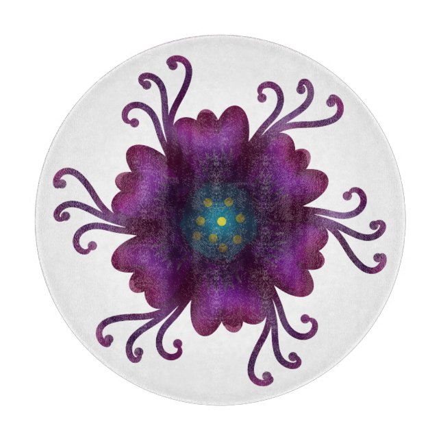 Planche À Découper Fleur violette gothique Fleur botanique sombre  (Devant)