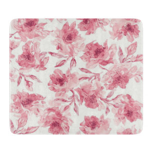 Planche À Découper Fleurs aériennes aquarelles rose saumon