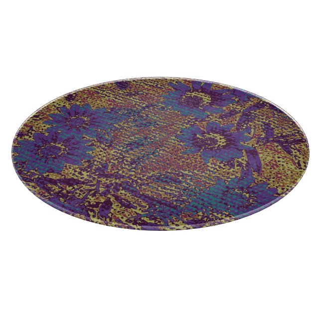 Planche À Découper Fleurs bleues contre le motif de camouflage de (Coin)