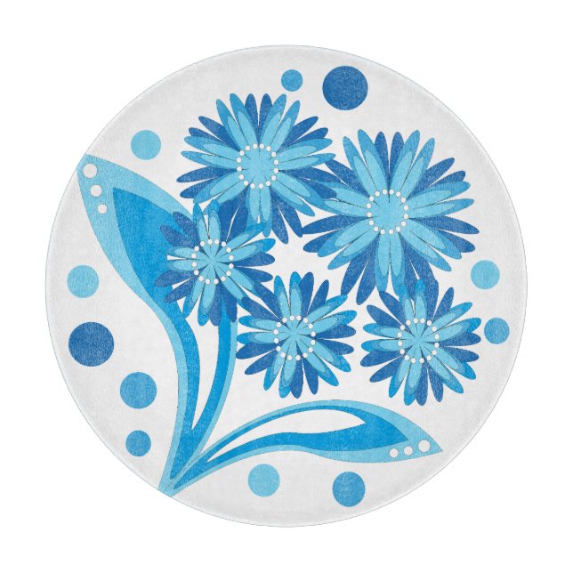 Planche À Découper Fleurs bleues d'origine (Devant)
