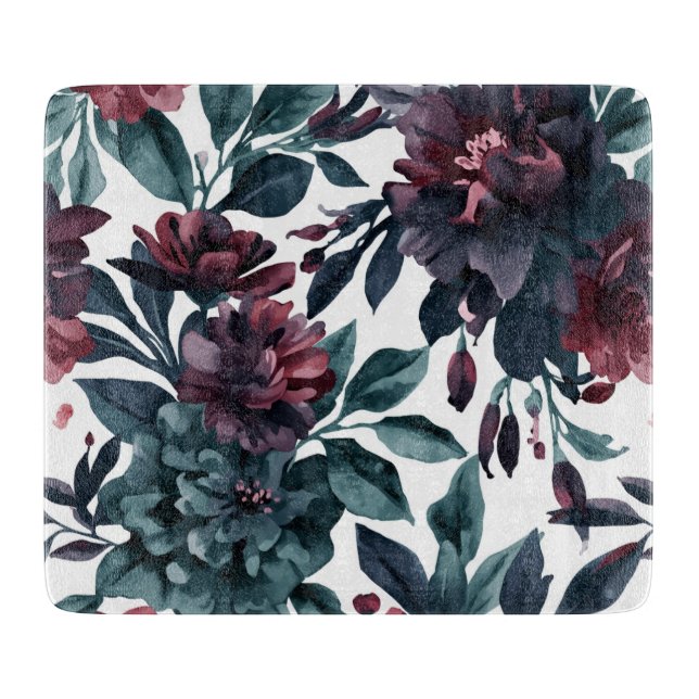 Planche À Découper Fleurs Botaniques Aquarelle Maussade Floral (Devant)