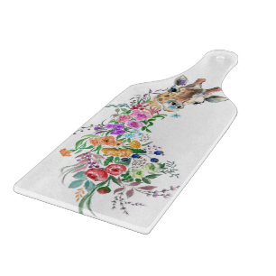 Planche À Découper Fleurs colorées Bouquet Giraffe Cutting Board