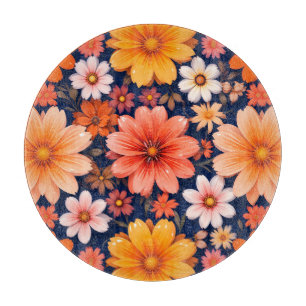 Planche À Découper 🌸 Fleurs Colorées pour la Préparation en Cuisine