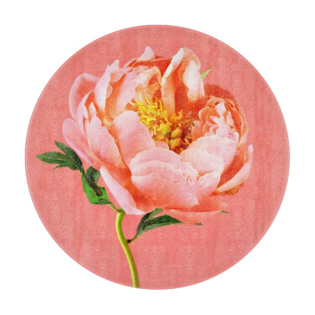 Planche À Découper Fleurs | Coral Peony Blossom (Devant)