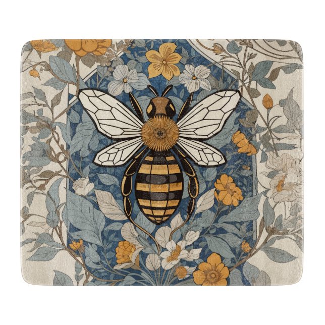 Planche À Découper Fleurs d'abeilles vintages et sauvages (Devant)