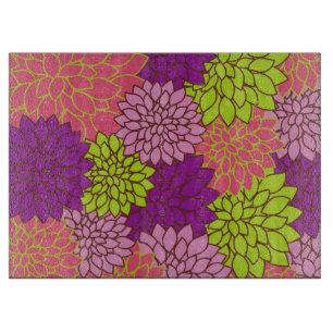 Planche À Découper Fleurs Dahlia, Fleurs Colorées, Motif Floral