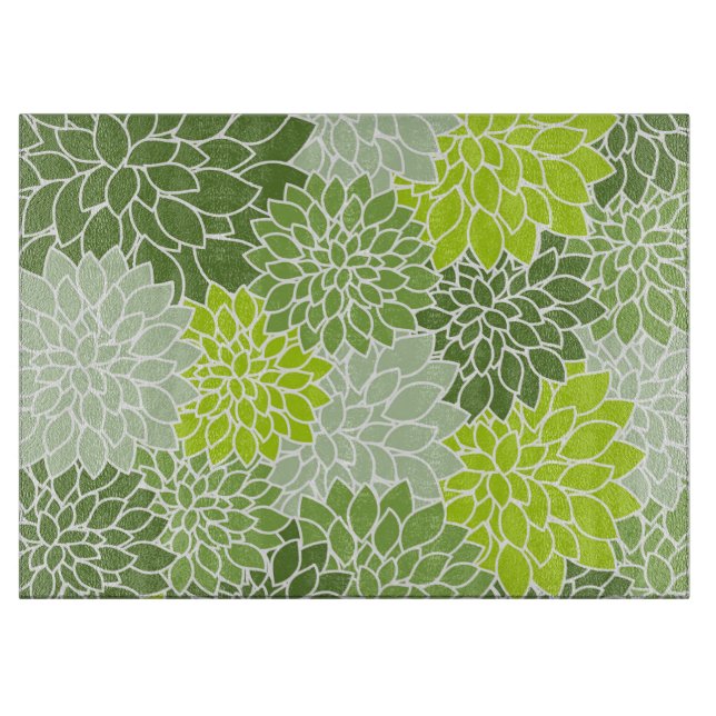 Planche À Découper Fleurs Dahlia, Motif De Fleurs, Dahlia Verte (Devant)