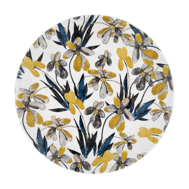 Planche À Découper Fleurs d'aquarelle : motif d'été vibrant. (Devant)