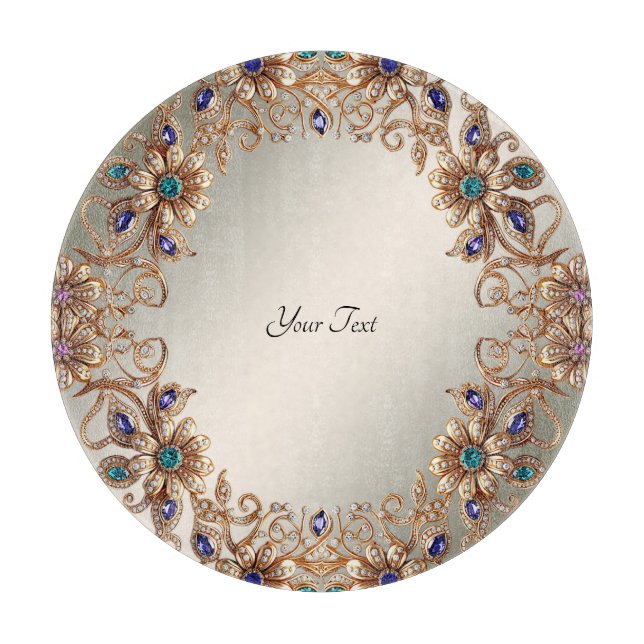 Planche à découper Fleurs de bijou en or élégant (Devant)