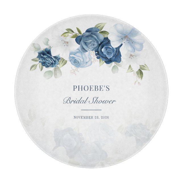 Planche À Découper Fleurs de Bleu Poussiéreux Eucalyptus Succulent (Devant)