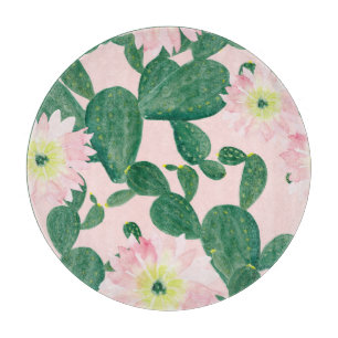 Planche À Découper Fleurs de cactus : peinture aquarelle