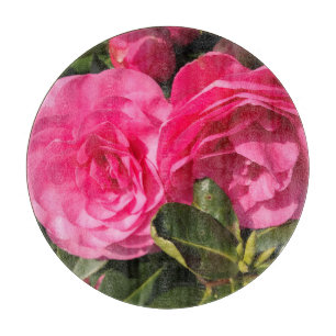 Planche À Découper Fleurs de Camellia rose foncé