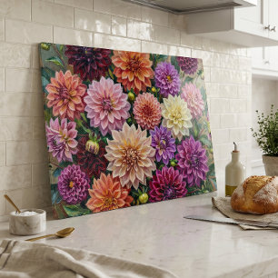 Planche À Découper Fleurs de dahlia colorées