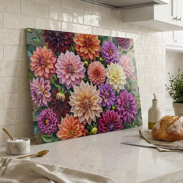 Planche À Découper Fleurs de dahlia colorées (Créateur téléchargé)