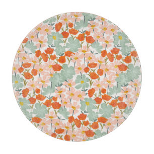 Planche À Découper Fleurs de jardin : rose, orange sans soudure