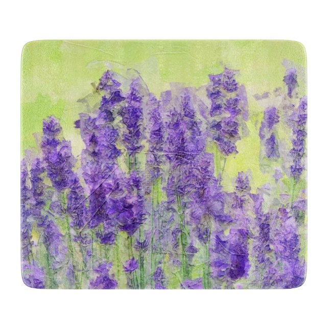 Planche À Découper Fleurs de lavande Aquarelle violette Florale (Devant)