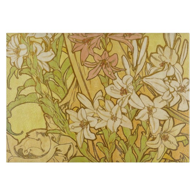 Planche À Découper fleurs de lys Art nouveau d'Alphonse Mucha (Devant)