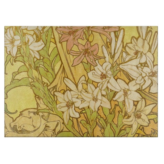 Planche À Découper fleurs de lys Art nouveau d'Alphonse Mucha (Devant)