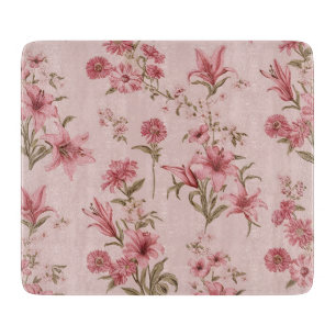 Planche À Découper Fleurs de Lys Roses Vintage Cottagecore