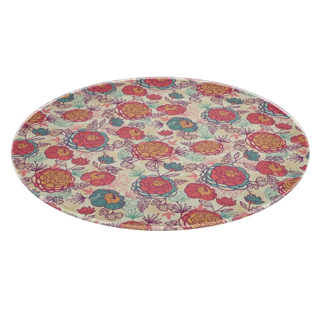 Planche À Découper Fleurs de pivoine et motif feuille (Coin)