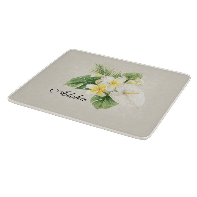 Planche À Découper Fleurs de Plumeria Tropicales Aloha (Coin)